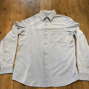 Lululemon Button Up Shirt Mens Small Blue Knit Performance Long Sleeve